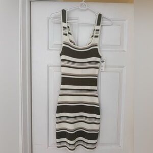 Abercrombie & Fitch green  and Cream Striped Mini Dress